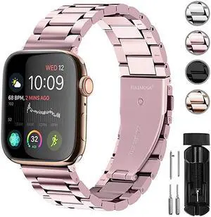 Compatible Apple Watch Band 42mm 44mm 38mm 40mm Stainless Steel Metal For Apple Watch Bands 42mm 44mm Rose Pink
