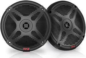 65 Inch Bluetooth Marine Speakers 2Way IPX4 Waterproof and Weather Resistant Outdoor Audio Dual Stereo Sound System with 600 Watt Power and Low Profile Design 1 Pair  PLMRBT65B Black