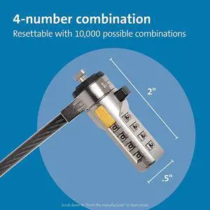 Combination Ultra Cable Lock for Laptops and Other Devices K64675USSilver