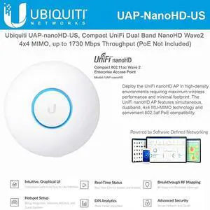 nanoHD UAPnanoHDUS Compact Dual Band Wave2 Enterprise WiFi 4x4 MIMO 1730 Mbps