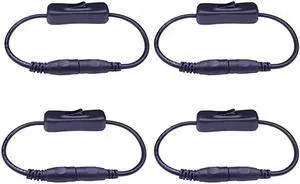 4pcs LED Strip Light Inline OnOff Switch Cable DC Jack 55x21mm Male to Female Connector DC Jack Switch LED Tape Light Connector 12V Inline Rocker Switch DC Power Adapter Connector