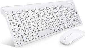 Wireless Keyboard and Mouse Combo  24G Ultra Slim Compact Full Size Quiet Scissor Switch Keyboard and Mice Set for Windows Mac OS Laptop PC White