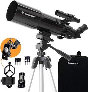 80mm Travel Scope Portable Refractor Telescope FullyCoated Glass Optics Ideal Telescope for Beginners Bonus Astronomy Software Package Digiscoping Smartphone Adapter
