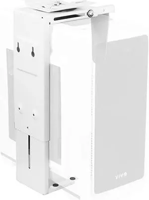 Adjustable Under Desk and Wall PC Mount Computer Case Holder with 135 Degree Swivel White MOUNTPC01W