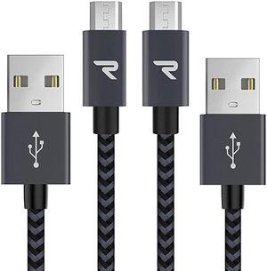 Micro USB Cable 2 Pack33ft  Braided Nylon Cell Phone Charger QC 30 Fast Charging Sync Micro USB Charger 24A for Samsung Galaxy S5S6S7 HTC LG Sony PS4 and More Space Gray
