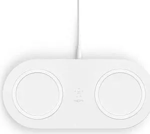 BoostCharge 10W Fast Dual Wireless Charging Pad, Includes QuickCharge 3.0 Wall Charger and Cable, Case Compatible for iPhones, Airpods, Galaxy and Other Qi Enabled Devices (includes AC adapter)