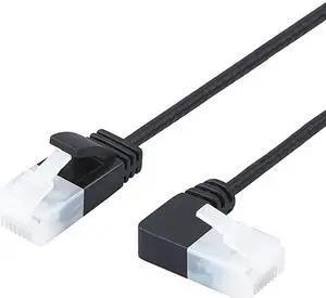 Ultra Slim Cat6a Ethernet Cable  Up Angle UTP Network Patch Cable Cat 6a Category 6 05m164FT Black