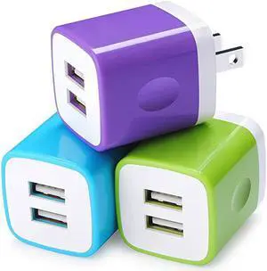 Wall Charger  3Pack Dual Port USB Home Travel Wall Charger Plug Compatible with iPhone X87 Plus6 Plus Tablet Samsung Galaxy S10S10+S9S8 S7 S6 Edge HTC LG Sony and More