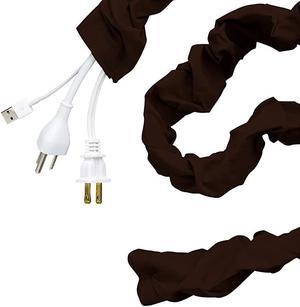 Chocolate Brown Fabric Cord Cover 2 Pack 6 ft Hides Lamps Light Fixtures and Desks Cable Management Easy Installation 48657