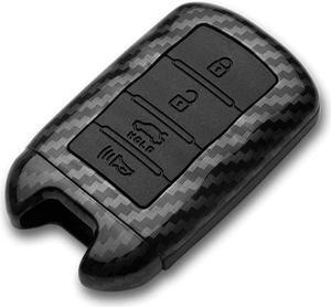 Smart Key Fob Case for KIA CADENZA K900 4 Button Keyless Entry Remote Personalized Protective Cover Plastic Carbon Fiber Pattern Black Silicone