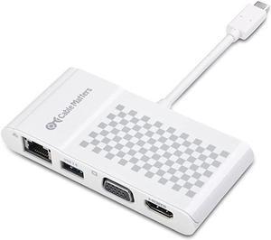 USB C Multiport Adapter USB C Dock with USB C to HDMI or USB C to VGA USB 30 and Ethernet White USBC and Thunderbolt 3 Port Compatible with MacBook Pro Dell XPS 13 15 and More