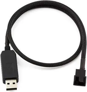 Full Speed 12V Voltage Step-Up USB to 3-Pin and 4-Pin PC Fan Sleeved Power Adapter Cable
