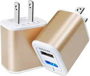 USB Power Adapter Wall Plug  2Pack 5V21A Fast Charging Cell Phone Cube HomeTravel Wall Charger Block Box Brick Base for Phone XSXR1087 Pad Samsung Galaxy LG HTC More USB Plug