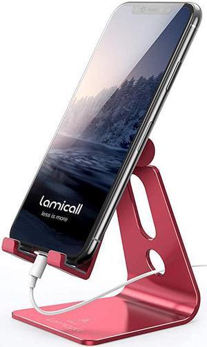 Adjustable Cell Phone Stand  Desk Phone Holder Cradle Dock Compatible with Phone 12 Mini 11 Pro Xs Max XR X 8 7 6 Plus SE Charging Office Accessories All Android Smartphone Red