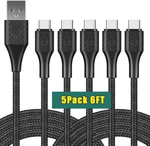 5Pack USB Type C Cable 6FT Fast ChargingUSBA to USBC 3A 6Foot Fast Charger Cable Compatible Samsung Galaxy S20 S10 S10E S9 S8 Plus Note 10 9 8Z FlipLG V50 V40 V30 V20Rapid C Charger