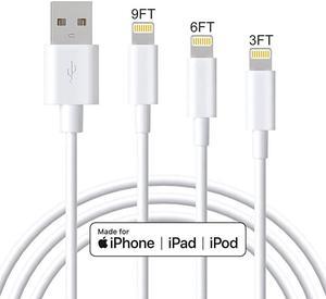 MFi Certified iPhone Charger Cable  Lightning Cable 3Pack 3FT 6FT 9FT Extra Long iPhone Cord Fast Charging Cable for iPhone Xs Max XS XR X 8 7 6S 6 Plus SE 5S 5C 5 iPad iPod White