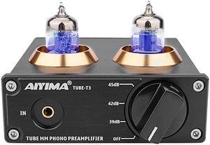 Tube T3 HiFi 6J2 Tube Phono Preamp Stereo Audio Tube Preamplifier with DC 12V Power Supply for Turntable MM Phonograph Record Player System