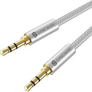 35mm Nylon Braided Aux Cable 33ft1mHiFi Sound Audio Auxiliary Input Adapter Male to Male AUX Cord for Headphones Car Home Stereos Speaker iPhone iPad iPod Echo More Silver