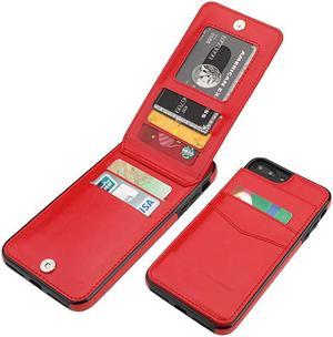 iPhone 7 Plus iPhone 8 Plus Case Wallet with Credit Card Holder Premium Leather Magnetic Clasp Kickstand Heavy Duty Protective Cover for iPhone 78 Plus 55 Inch Red