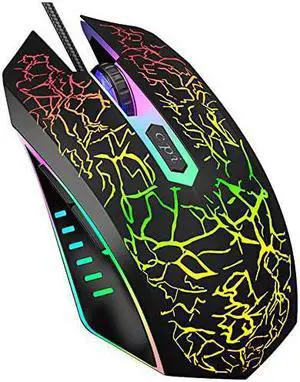 Wired Gaming Mouse, Ergonomic USB Optical Mouse Mice with Chroma RGB Backlit, 1200 to 3600 DPI for Laptop PC Computer Games & Work –Black