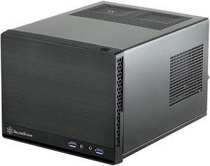 Ultra Compact MiniITX Computer Case with Solid Front Panel Black SSTSG13BQUSA