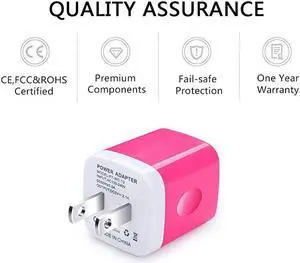 Charger Plug USB Wall Charger  USB Charging Block Base Box Cube Outlet Adapter Replacement for LG Samsung Galaxy Kindle Moto Huawei HTC ZTE XiaoMi iPhone and More USB Charger Brick