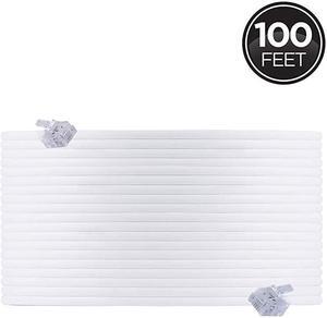 Telephone Line Cord 100 Feet Phone Cord Modular Jack Ends Works for Phone Modem or Fax Machine for Use in Home or Office White 27638