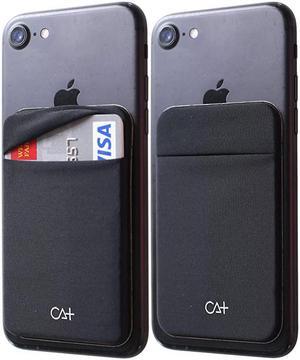 Two Stretch rd Sleeves Stick On Wallet for Cell Phone rd Holder Adhesive Sticker ID Credit rd Holder for Back of Phone Black 2Pcs