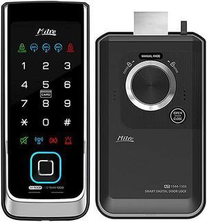 MI500F Digital Rim Lock Biometric Fingerprint Notification Lamps Double Locking Manager Mode Trespass Alarm Battery Alarm High Temperature Warning