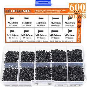 600 Pieces M2 M2.5 M3 Phillips Flat Head Screws, Electronic Repair Screws for SSD, Laptop Notebook Computer