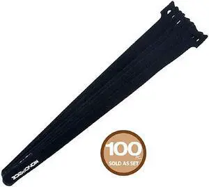 Hook Loop Fastening Cable Ties 13inch 100pcsPack Black