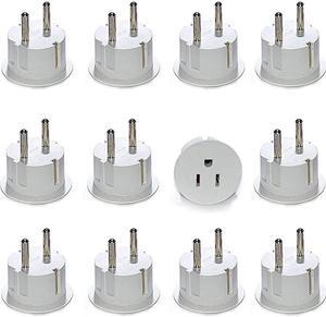 American USA To European Schuko Germany Plug Adapters CE Certified Heavy Duty 12 Pack