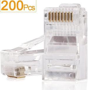 RJ45 Ends RJ45 Connectors Cat6 Connector Cat5e Connector Cat5 Connectors Ethernet Cable Crimp Connectors200Pcs