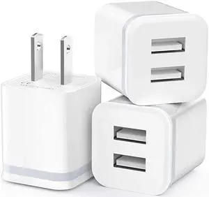 USB Wall Charger  3Pack 21A5V Dual Port USB Cube Power Adapter Charger Plug Charging Block Replacement for iPhone XsXRX 876 Plus Samsung LG HTC Moto Android Phones