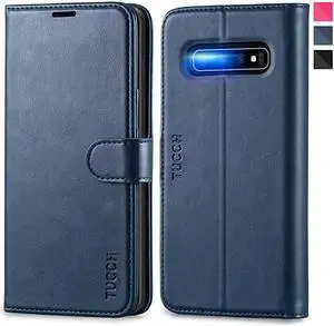 Galaxy S10 Wallet Case S10 Case with TPU Shockproof Interior Case Stand RFID Blocking Card Holder Magnetic PU Leather Protect Flip Cover Compatible with Galaxy S10 61Inch Dark Blue