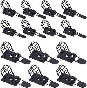 50Pcs 2 Sizes Adjustable SelfAdhesive Nylon Cable Straps Cable Ties Cord Clamp for Wire Management Large and Small