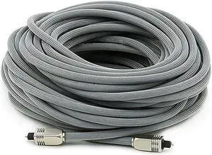 103448 Premium SPDIF Toslink Digital Optical Audio Cable Silver 75ft | Heavy Duty Mesh Jacket Metal Connector Heads for Play Station Xbox one Home Theater amp More