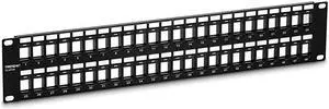 48-Port Blank Keystone 2U HD Patch Panel, TC-KP48, 2U 19” Metal Rackmount Housing, HD Keystone Network Patch Panel, Recommended w/TC-K25C6 & TC-K50C6 Cat6 Keystone Jacks (Sold Separately)