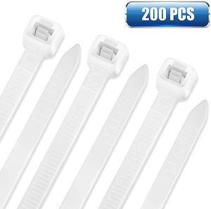 Zip Ties 10 Inch 200Pcs Industrial Nylon Zip Ties | Heavy Duty Self Locking Wire Tie Wraps with 50 lbs Tensile Strength UV amp Heat Resistant for Home Office Garage Multiple Use White