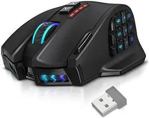Venus Pro RGB Wireless MMO Gaming Mouse 16000 DPI Optical Sensor 24 GHz Transmission Technology Ergonomic Design 16M Chroma RGB Lighting 16 programmable Buttons Up to 70 Hours