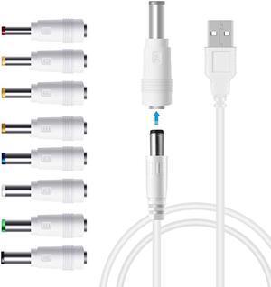 USB to DC Power Cable8 in 1 Universal 5V DC Jack Charging Cable Power Cord with 8 Interchangeable Plugs Connectors Adapter Compatible with RouterMini FanSpeaker and More Devices