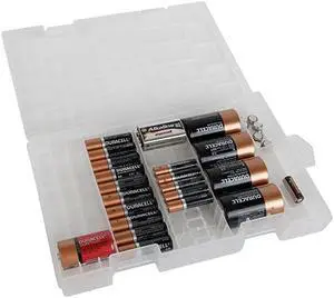 Clear Battery Storage Case, Stores and Organizes Batteries in a Hard, See-Through Case for Easy Access, Fits AA, AAA, C, D, and 9-Volt Batteries