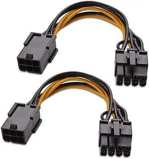 2Pack 6 Pin to 8 Pin PCIe Adapter Power 4 Inches