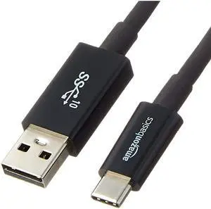 Basics USB TypeC to USBA Male 31 Gen2 Adapter Charger Cable 3 Feet 09 Meters Black