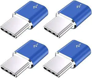 USB Type C Adapter 4Pack Micro USB Female to USB C Male Convert Connector Fast Charging Compatible with Samsung Galaxy S10e S10 S9 S8 PlusNote 9 8Google Pixel 2 3 XLLG V40 V20 G5Blue