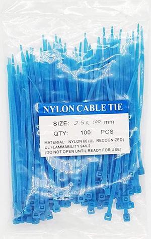 4 Inch length 18lb Small size Self Locking Nylon Cable Zip Ties 100 Piece Blue