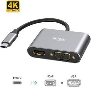 C to HDMI VGA AdapterType C to VGA HDMI Adapter Thunderbolt 3 VGA Adapter for MacBook ProiPad Pro Air 2020 2019 2018Dell XPS 1315Surface Pro Galaxy S8S9 Huawei P20
