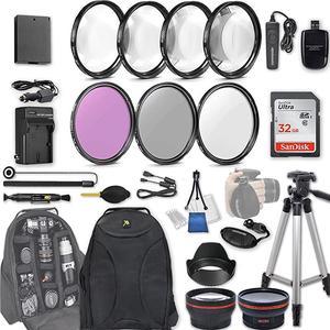 28 Pc Accessory Kit for Canon EOS Rebel T7 T6 T5 T3 1300D 1200D 1100D DSLRs with 043x Wide Angle Lens 22X Telephoto Lens 32GB Sandisk SD Filter Macro Kits Backpack Case and More