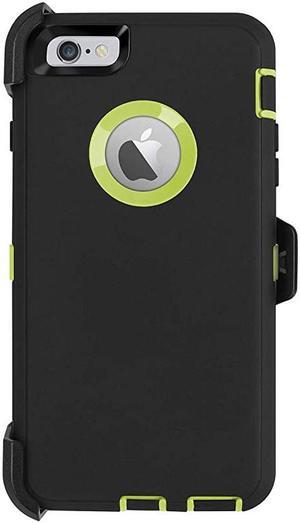 iPhone 6 Plus Case,iPhone 6S Plus Case,[Heavy Duty] [Full Body] Built-in Screen Protector Tough 4 in 1 Rugged Shockproof Cover for Apple iPhone 6 Plus / 6S Plus (Black/Green with Belt Clip)