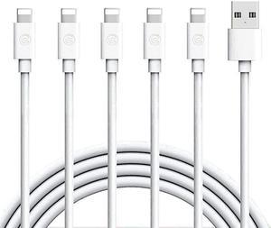 iPhone Charger Lightning Cable 5Pack 6FT iPhone Charging Cable Cord Compatible with iPhone X 8 8Plus 7 7Plus 6s 6sPlus 6 6Plus SE 5 5s 5c iPad iPod More white